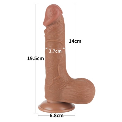 Dildo Sliding Skin Dual Layer 19 cm Brązowy - 1 2