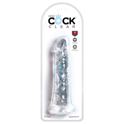 Dildo King Cock Clear 8 – realistyczny żołądź i żyłkowanie, podstawa ssąca, TPE, 21,8 cm - 1