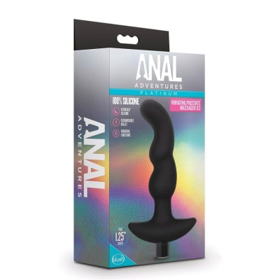 Wibrujący Masażer Prostaty Anal Adventures Platinum 03 - Zakrzywiony Silikon Ultrasilk, 10 Trybów Wibracji, 15,2 cm - 1