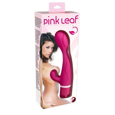 Wibrator Pink Leaf 21 cm z boczną strukturą liściastą i ramieniem stymulującym łechtaczkę - 1