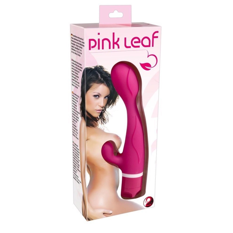Wibrator Pink Leaf 21 cm z boczną strukturą liściastą i ramieniem stymulującym łechtaczkę - 1