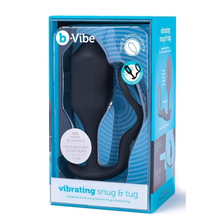 Korek analny z pierścieniem Vibrating Snug & Tug XL Black - obciążony, wibrujący, szerokość insertywna 4,3 cm - 1