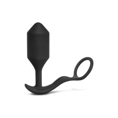 Korek analny z pierścieniem Vibrating Snug & Tug XL Black - obciążony, wibrujący, szerokość insertywna 4,3 cm - 1 2