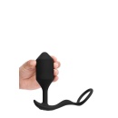 Korek analny z pierścieniem Vibrating Snug & Tug XL Black - obciążony, wibrujący, szerokość insertywna 4,3 cm - 3
