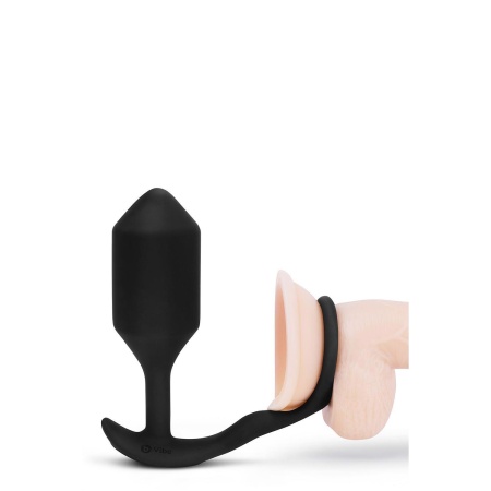 Korek analny z pierścieniem Vibrating Snug & Tug XL Black - obciążony, wibrujący, szerokość insertywna 4,3 cm - 5