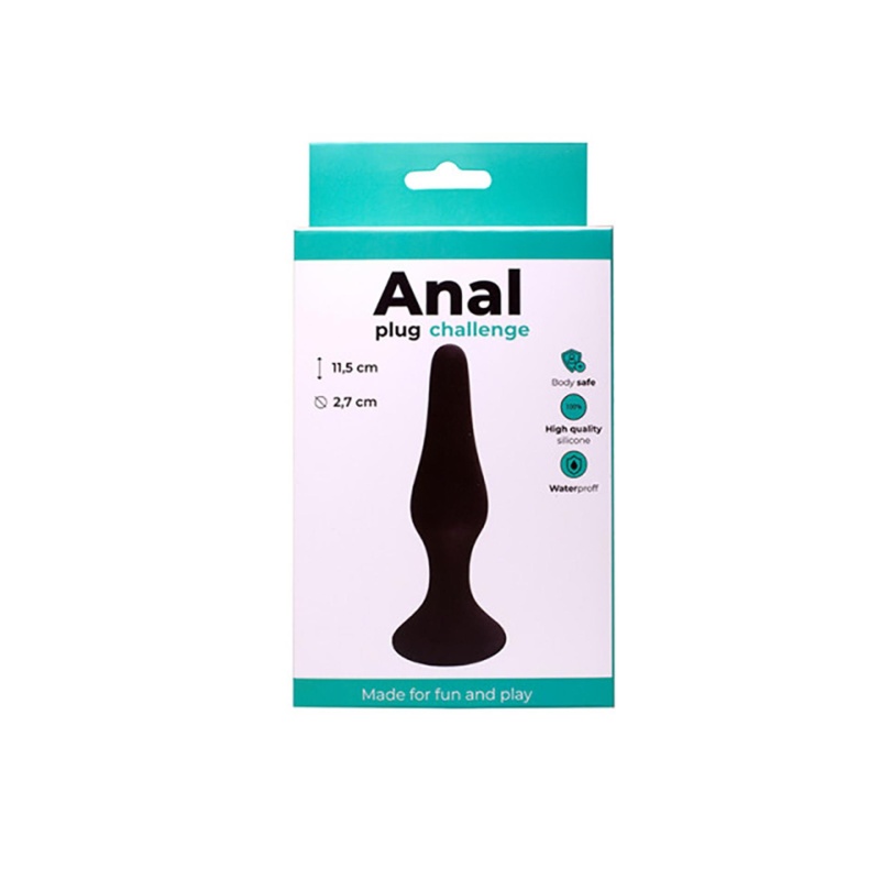 Anal Plug Black Medium - gładki silikon, bez wibracji, długość użytkowa 9,5 cm, maks. średnica 2,7 cm - 2