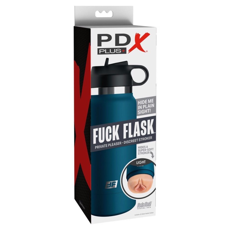 Masturbator Fuck Flask Private Pleaser — dyskretna obudowa w kształcie butelki, zaworek podciśnienia flip-top, długość 23,8 cm, - 1