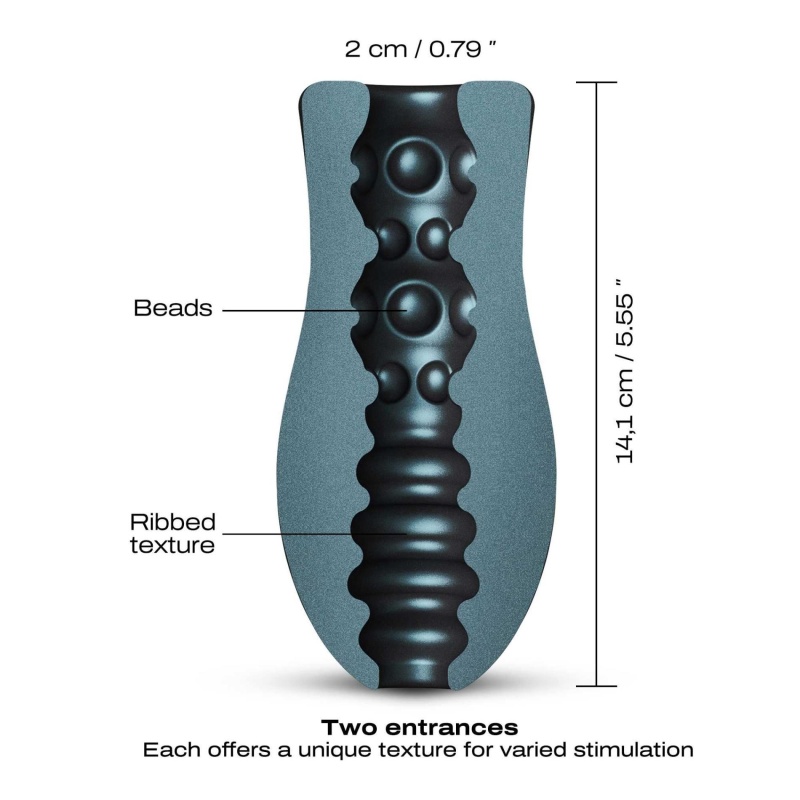 SILI-CUP DUAL SENSATION - Masturbator dwuwejściowy manualny z silikonu płynnego, 14,1 cm - 5
