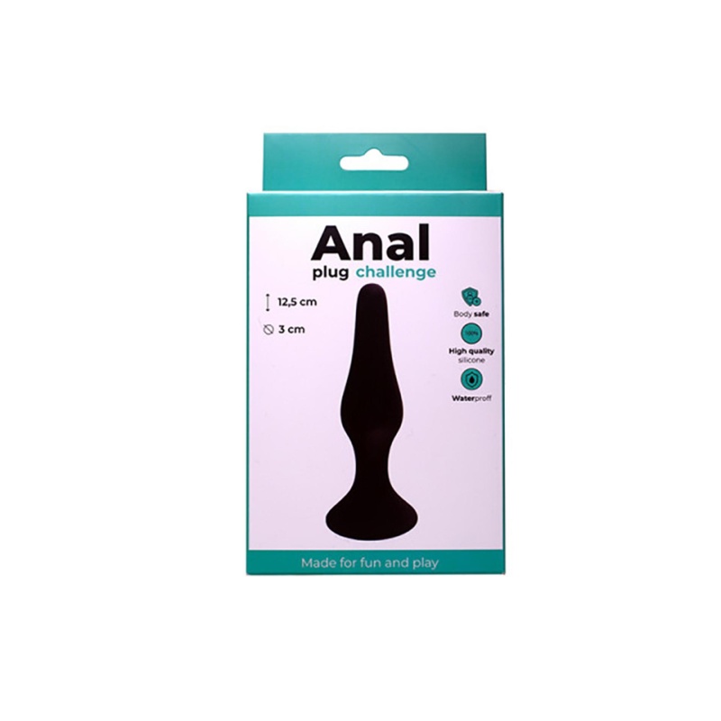 Anal Plug Black Large - duży korek analny z silikonu medycznego, gładka powierzchnia i stabilna podstawa, długość całkowita 12,5 - 2