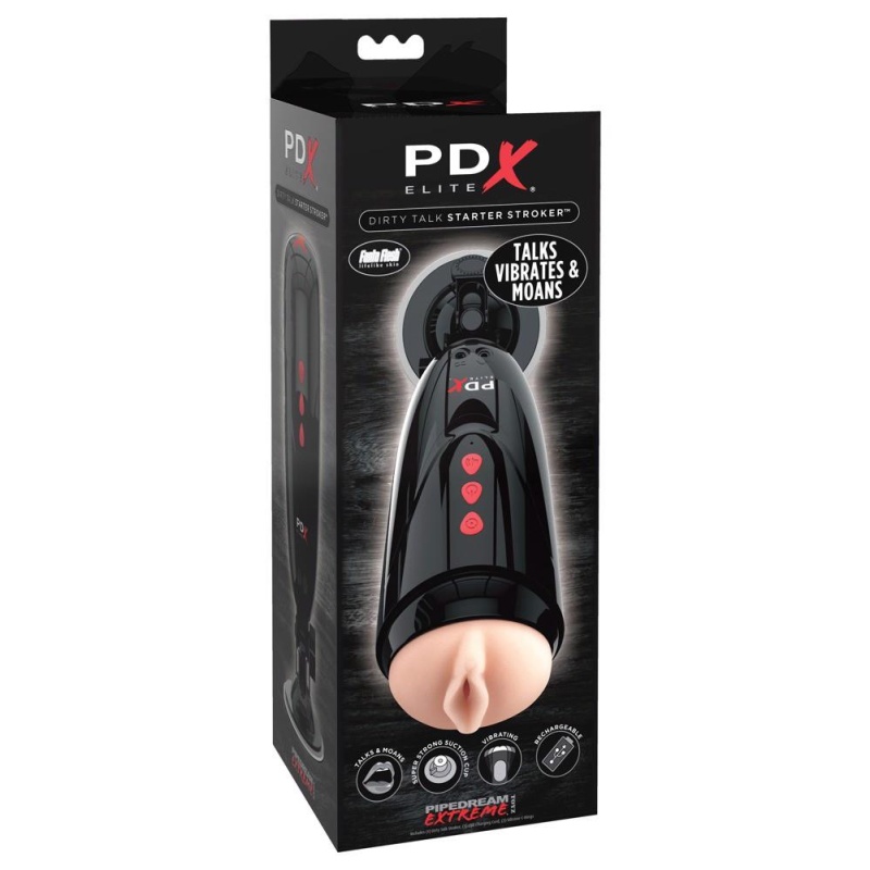 Masturbator wibracyjny Dirty Talk Starter Stroker z przyssawką i funkcją głosową 17,8 cm - 1