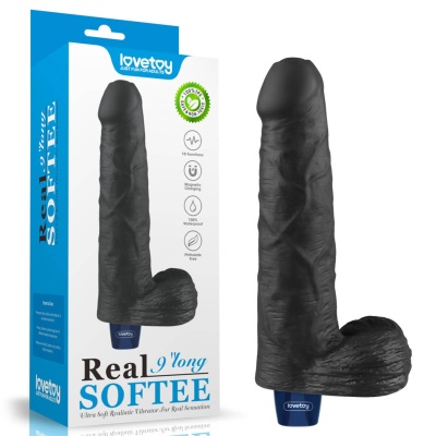Wibrator Real Softee 23 cm czarny z wibracjami - 1