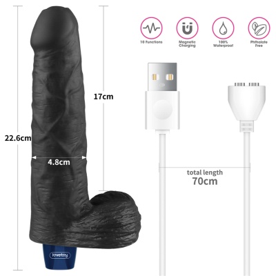 Wibrator Real Softee 23 cm czarny z wibracjami - 1 2