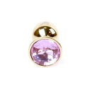 Jewellery Gold PLUG Rose - anatomiczny korek analny ze stali nierdzewnej, długość 7 cm, średnica 2,7 cm, podstawa z kamieniem - 1