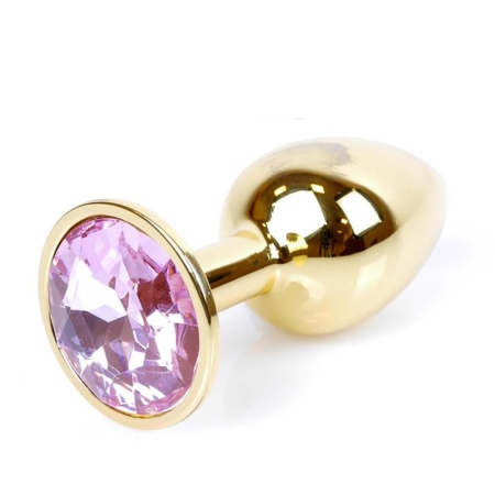 Jewellery Gold PLUG Rose - anatomiczny korek analny ze stali nierdzewnej, długość 7 cm, średnica 2,7 cm, podstawa z kamieniem - 2