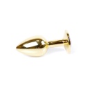 Jewellery Gold PLUG Rose - anatomiczny korek analny ze stali nierdzewnej, długość 7 cm, średnica 2,7 cm, podstawa z kamieniem - 4