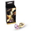 Jewellery Gold PLUG Rose - anatomiczny korek analny ze stali nierdzewnej, długość 7 cm, średnica 2,7 cm, podstawa z kamieniem - 8