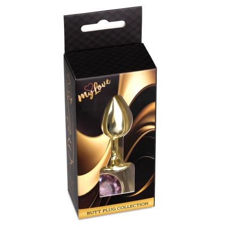 Jewellery Gold PLUG Rose - anatomiczny korek analny ze stali nierdzewnej, długość 7 cm, średnica 2,7 cm, podstawa z kamieniem - 9
