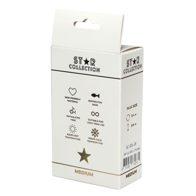 Star Collection - Purple Silicone Anal Plug M - Light Blue Stone - 1 2