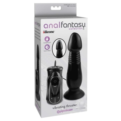 AFC Vibrating Thruster Black — Wibrujący Stymulator Analny, 7 Trybów Wibracji, 3 Prędkości Pchnięć, Wkładka 14 cm - 1