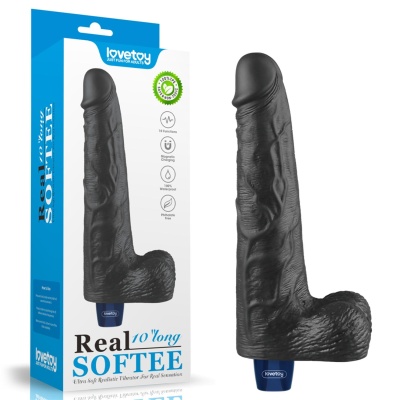 Wibrator Real Softee 25,5 cm TPE, czarny - 1