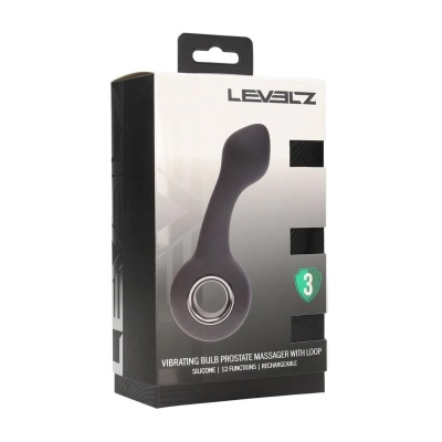 Vibrating Bulb Silicone Prostate Massager with Loop - Black - 1 2