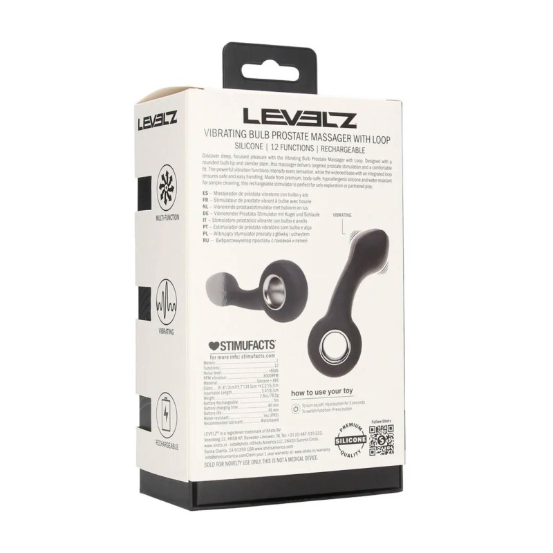 Vibrating Bulb Silicone Prostate Massager with Loop - Black - 3