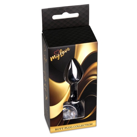 Biżuteria analna Jewellery Dark Silver PLUG - stal nierdzewna, kształt bulwiasty z wąską szyjką, dł. 7 cm, maks. śred. 2,7 cm - 9