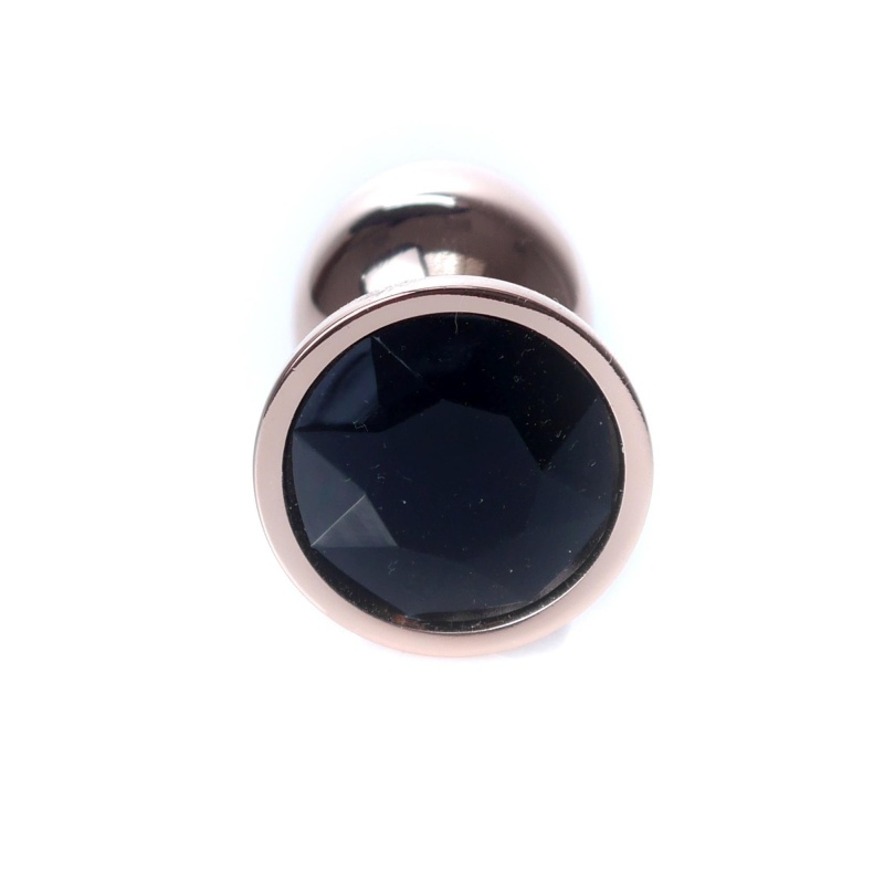 Korek analny Jewellery Red Gold PLUG Black - biżuteria analna ze stali nierdzewnej, anatomiczna, 7 cm x 2,7 cm - 1