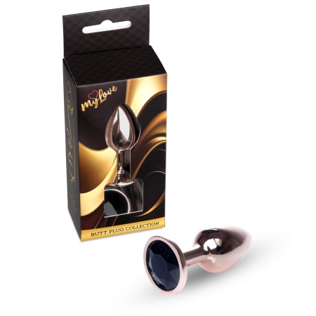 Korek analny Jewellery Red Gold PLUG Black - biżuteria analna ze stali nierdzewnej, anatomiczna, 7 cm x 2,7 cm - 7