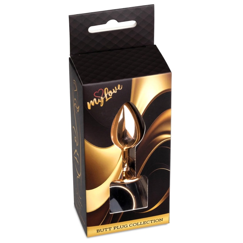 Korek analny Jewellery Red Gold PLUG Black - biżuteria analna ze stali nierdzewnej, anatomiczna, 7 cm x 2,7 cm - 8