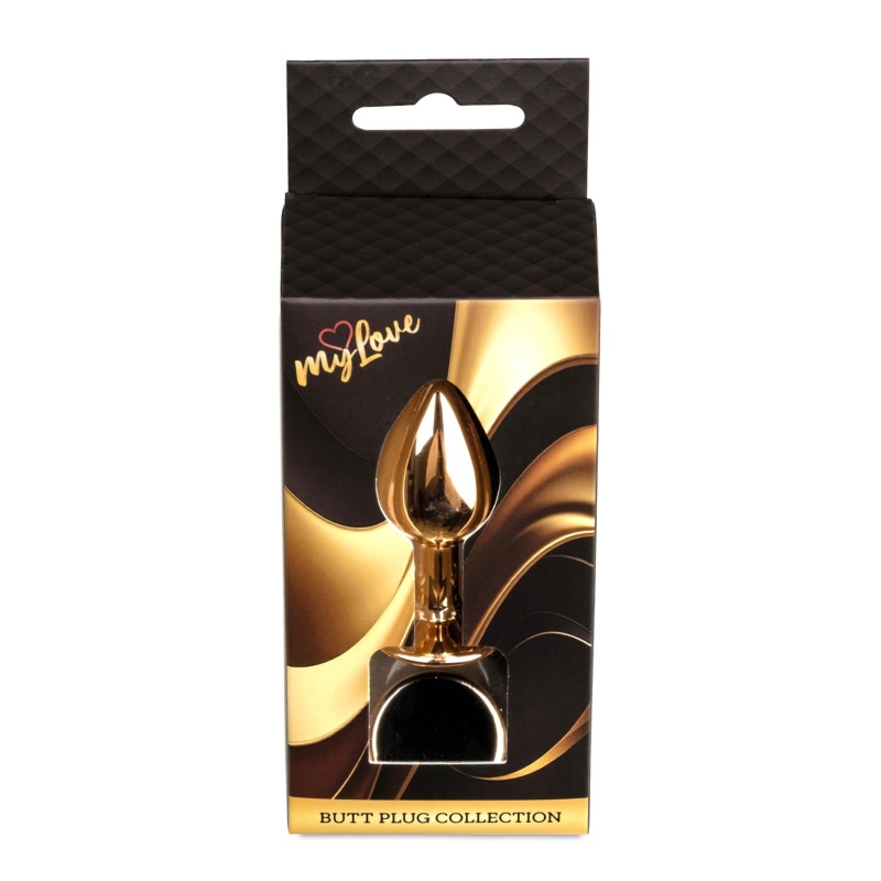 Korek analny Jewellery Red Gold PLUG Black - biżuteria analna ze stali nierdzewnej, anatomiczna, 7 cm x 2,7 cm - 9