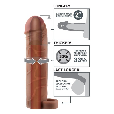 FANTASY X-TENSIONS PERFECT 2 INCH EXTENSION WITH BALL STRAP BROWN - 1 2