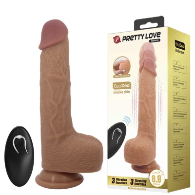Realistyczny wibrator Tommy z ruchem posuwisto-zwrotnym i przyssawką - długość 22,5 cm - 1