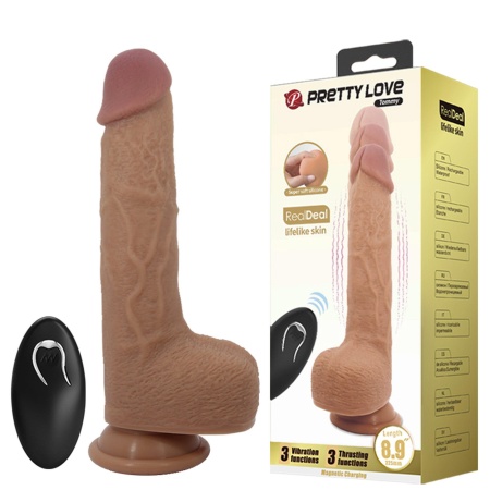 Realistyczny wibrator Tommy z ruchem posuwisto-zwrotnym i przyssawką - długość 22,5 cm - 1