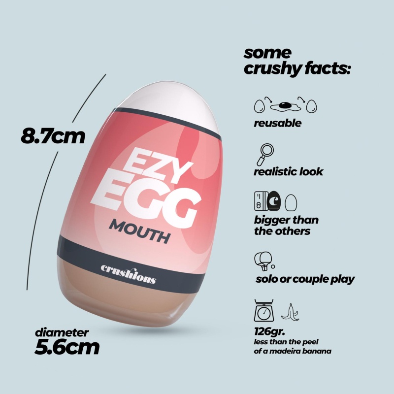 Masturbator oralny Crushious Ezy Egg 7 cm, biało-różowo-brązowy z czerwonymi plamami - 8