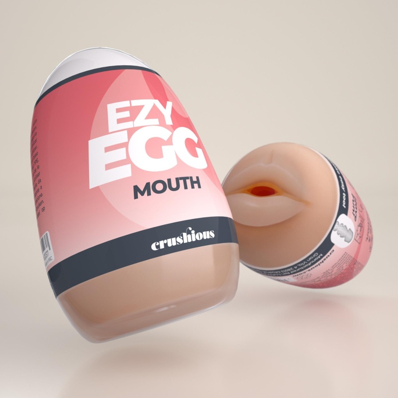 Masturbator oralny Crushious Ezy Egg 7 cm, biało-różowo-brązowy z czerwonymi plamami - 9