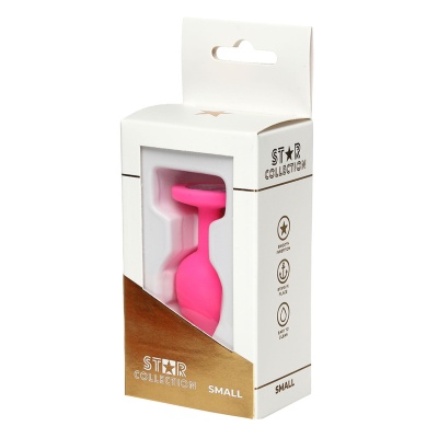 Star Collection - Pink Silicone Anal Plug S - Clear Stone - 1