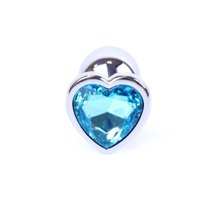 Biżuteria analna Silver Heart Plug z kryształem Light Blue - polerowana stal nierdzewna, długość 7 cm, średnica 2,7 cm - 2