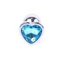 Biżuteria analna Silver Heart Plug z kryształem Light Blue - polerowana stal nierdzewna, długość 7 cm, średnica 2,7 cm - 2