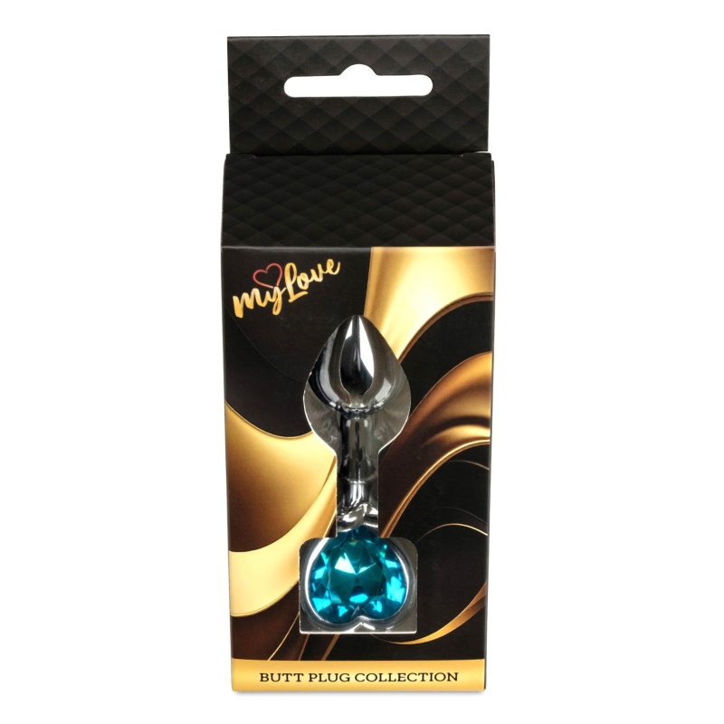 Biżuteria analna Silver Heart Plug z kryształem Light Blue - polerowana stal nierdzewna, długość 7 cm, średnica 2,7 cm - 10