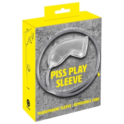 Nakładka na penisa Piss Play Sleeve – przezroczysta, z pierścieniem na jądra i przewodem 80 cm, długość 10,6 cm, Ø 3,5 cm - 1