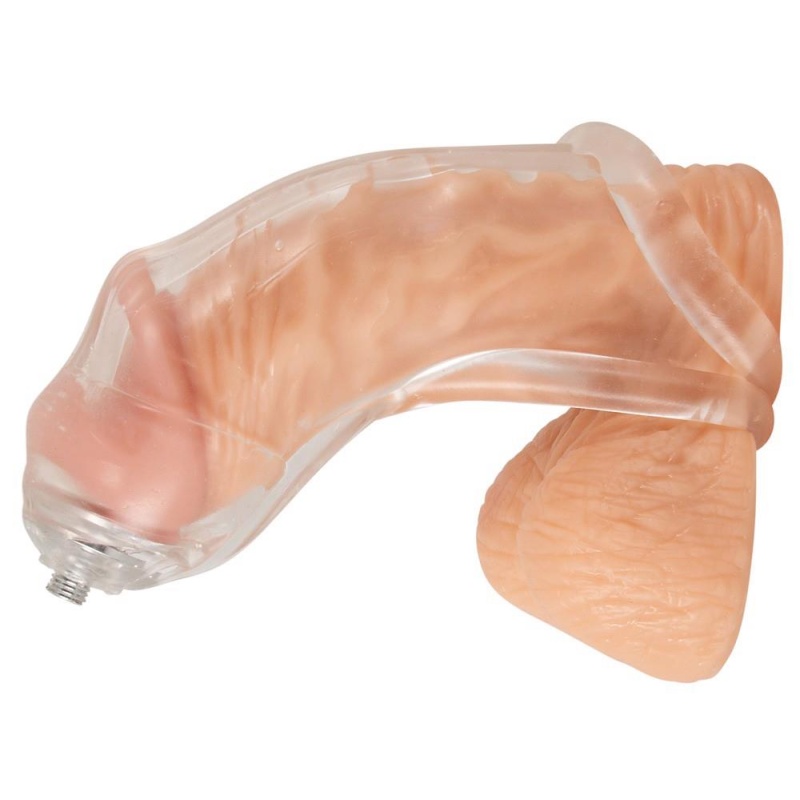 Nakładka na penisa Piss Play Sleeve – przezroczysta, z pierścieniem na jądra i przewodem 80 cm, długość 10,6 cm, Ø 3,5 cm - 7