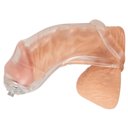 Nakładka na penisa Piss Play Sleeve – przezroczysta, z pierścieniem na jądra i przewodem 80 cm, długość 10,6 cm, Ø 3,5 cm - 7