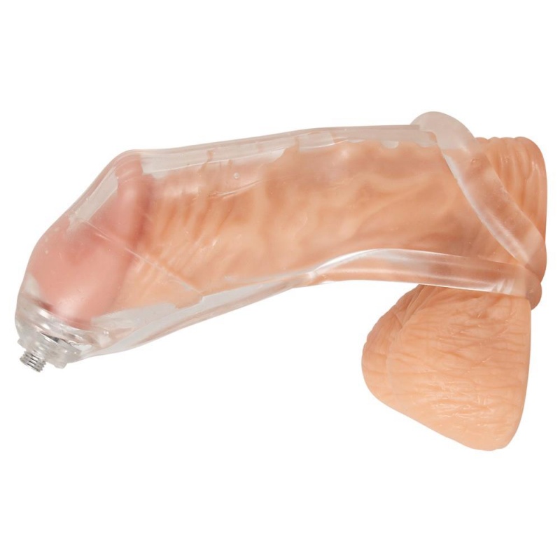 Nakładka na penisa Piss Play Sleeve – przezroczysta, z pierścieniem na jądra i przewodem 80 cm, długość 10,6 cm, Ø 3,5 cm - 8