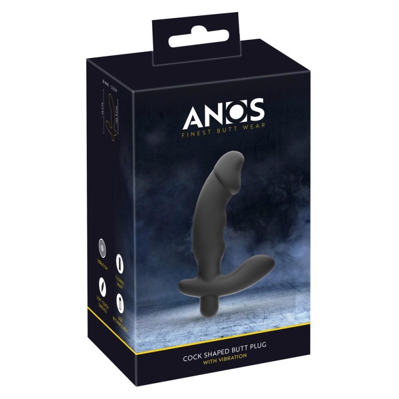 Wibrator prostaty ANOS Cock Shaped – korek analny z 10 trybami wibracji, długość wkładki 10,5 cm, średnica maks. 3,3 cm - 1