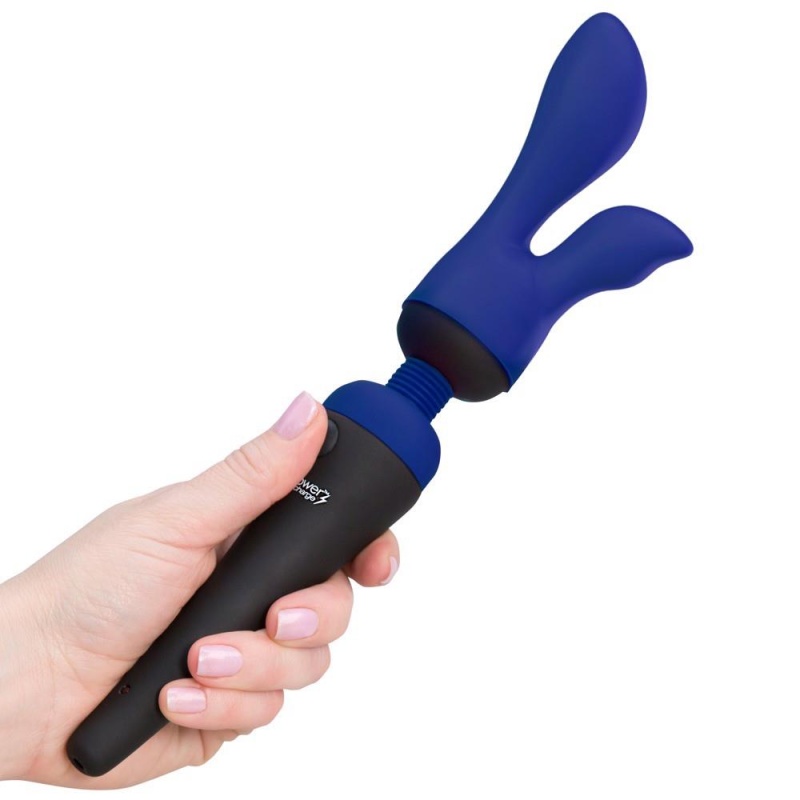 PalmSensual Blue - silikonowa nakładka stymulująca z dwiema głowicami, kompatybilna z Palm Power - 5