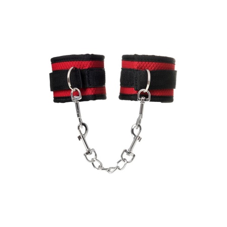 Anonymo Bandage Set - Zestaw do Bondage z Mankietami na Rzepy i Pasami pod Materac, Poliester, Czerwono-Czarny, 0,15 kg - 7