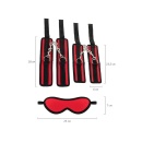 Anonymo Bandage Set - Zestaw do Bondage z Mankietami na Rzepy i Pasami pod Materac, Poliester, Czerwono-Czarny, 0,15 kg - 9