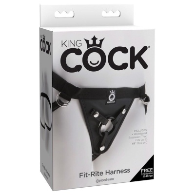 Uprząż erotyczna KC Fit Rite Harness Black – regulowana, 3 wymienne pierścienie, obwód bioder do 173 cm i uda do 76 cm - 1