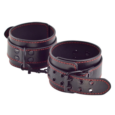 Kajdanki na kostki Pleasure – regulowane 16,5-25,4 cm, czarne - 1 2